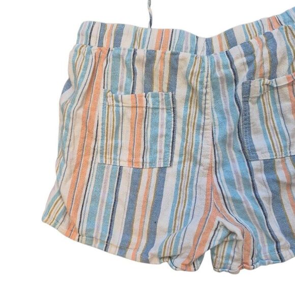 Briggs Women's White/Aqua/Orange Linen/Rayon Drawstring Shorts w Pockets - Picture 11 of 13
